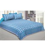 Cotton King Size 240 TC Green Twinkling Jugnoo King Size Bedsheet
