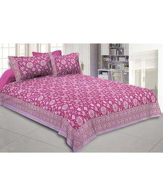 Cotton King Size 240 TC Pink Floral Flavor King Size Bedsheet 1