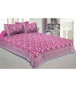Cotton King Size 240 TC Pink Floral Flavor King Size Bedsheet