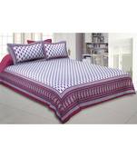 Cotton King Size 240 TC Kacchi Keri Maroon Double Bedsheet