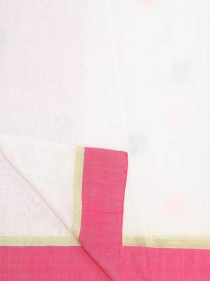 Pink and White Black Pallu Jamdani Work Handloom Saree With Blouse 6