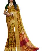 Yellow & Red Cotton Silk Printed Saree with Blouse Piece