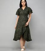 Green Floral Dress with Tie-Up