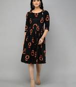 Floral Printed Black Dress