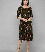 Rayon green Fit And Flare Dress