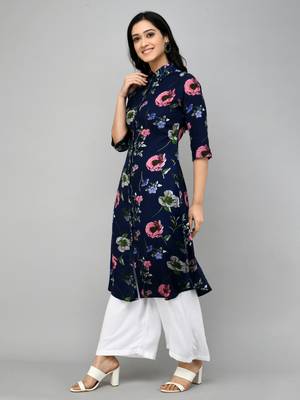 Women Blue Straight Kurti 3