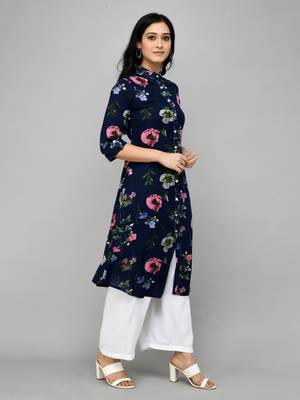 Women Blue Straight Kurti 4