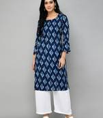 Blue Printed Straight Kurta