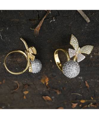 rose gold designer butterfly ring 1