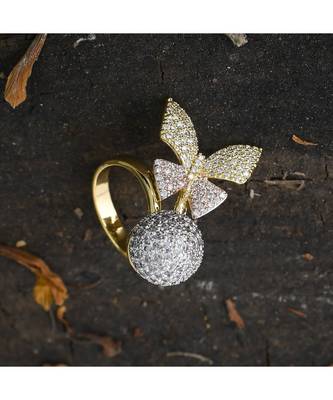 rose gold designer butterfly ring 2