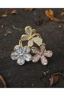 rose gold  designer flower ring