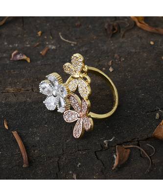 rose gold  designer flower ring 3