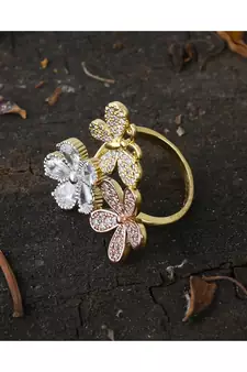 rose gold  designer flower ring
