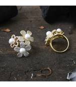 elegant pearl designer flower ring