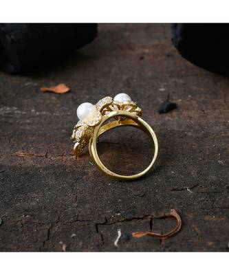 elegant pearl designer flower ring 3