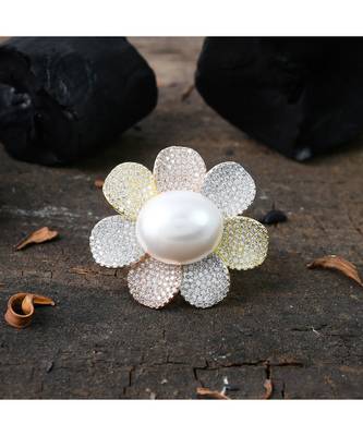 pearl flower design cocktail ring 1