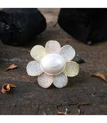 pearl flower design cocktail ring