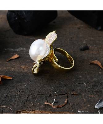 pearl flower design cocktail ring 2