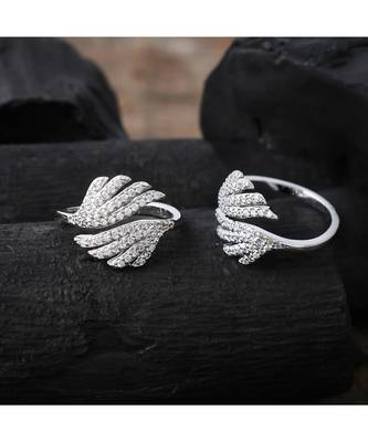 cute silver delicate designer adjustable ring 1