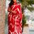 Red and white leheriya tie dye slub cotton saree with zari border along with blouse