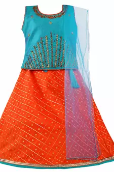 Silver Kraft  Girls Sitched Ethnic Wear For Girls-(gc201blu)