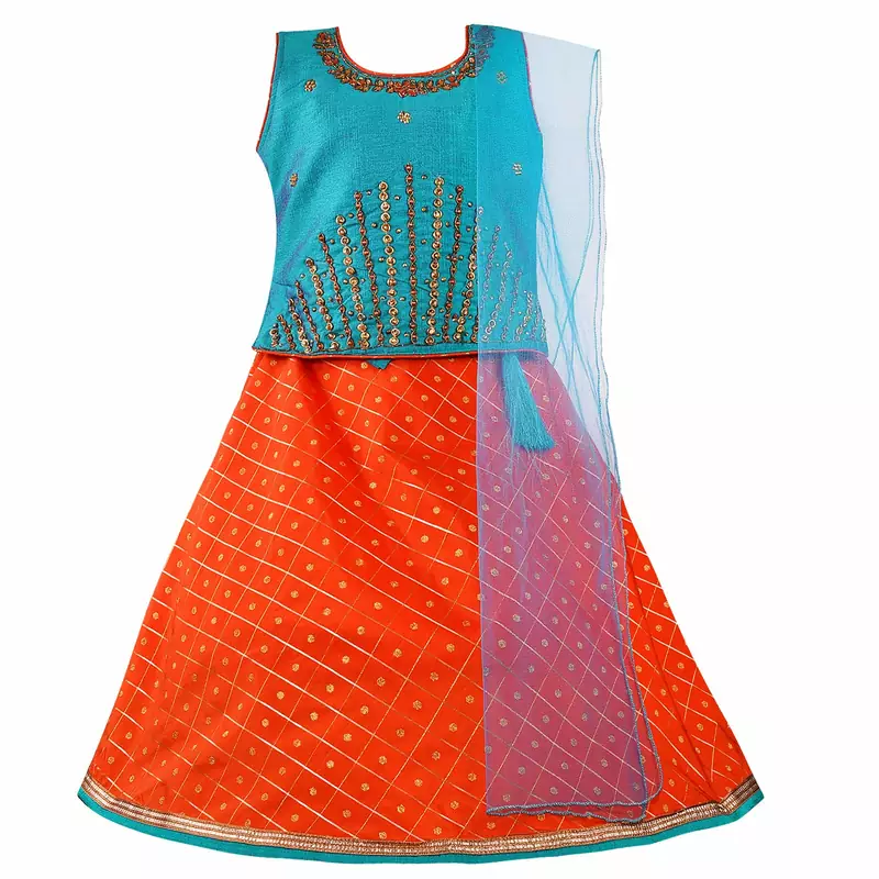 Silver Kraft  Girls Sitched Ethnic Wear For Girls-(gc201blu)