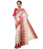 Martliner Self Design Solid Woven Self Design Tant Pure Cotton Saree