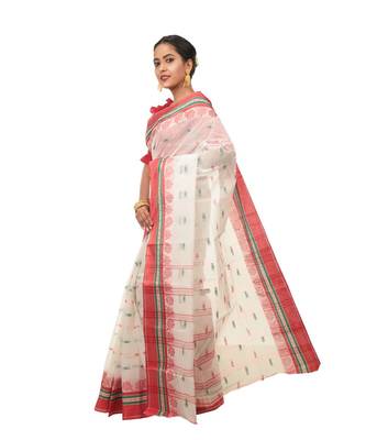 Martliner Self Design Solid Woven Self Design Tant Pure Cotton Saree 2