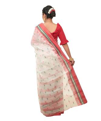 Martliner Self Design Solid Woven Self Design Tant Pure Cotton Saree 3