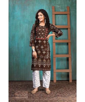 Pure Rayon Bandhani Print Kurta Sets 1