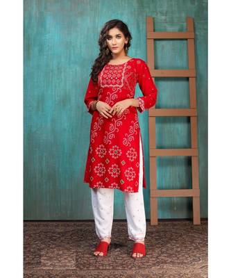 Pure Rayon Bandhani Print Kurta Sets 1