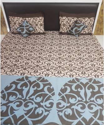 300TC Pure Cotton Fitted King Size Bedsheet With 2 Pillow CoversK3366GC-30X_13 1