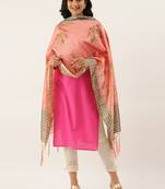 Divaastha Pink Silk Blend Digital Print  Dupattas