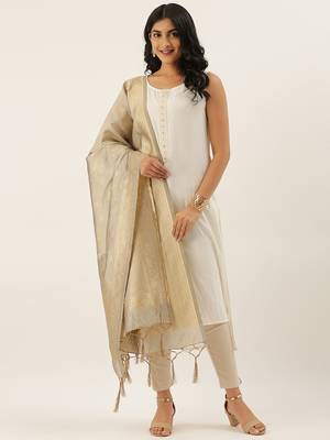 Divaastha Grey Silk Blend Banarasi Dupatta  Dupattas 1