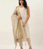 Divaastha Grey Silk Blend Banarasi Dupatta  Dupattas