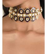 Blue Gold Tone Kundan Enameled Choker Necklace
