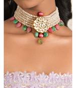 Femme Fantasy Pink And Green Kundan Necklace