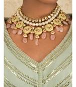 Linear Love Enamelled Green And Pink Kundan Necklace