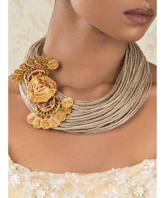 Gold Tone Temple Necklace 1