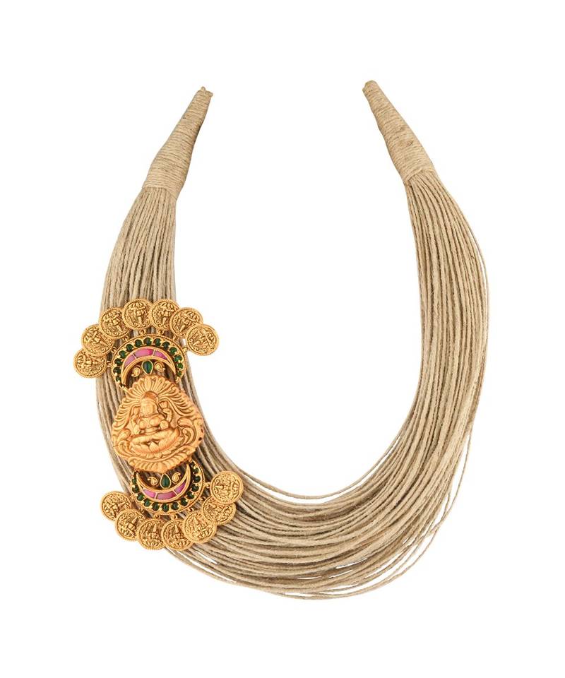 Gold Tone Temple Necklace