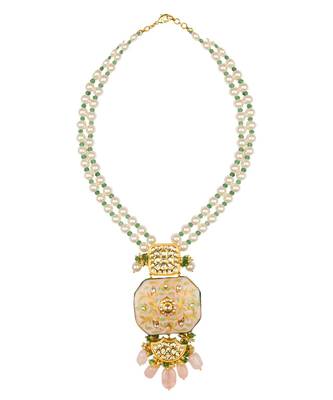 Ethnic Bling Enamelled White And Gold Kundan  Jade Drops  Pearls Necklace 2