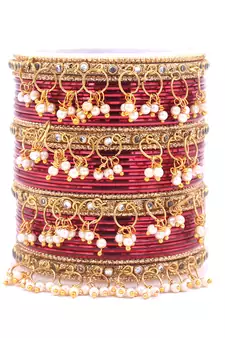 Maroon bangles-and-bracelets