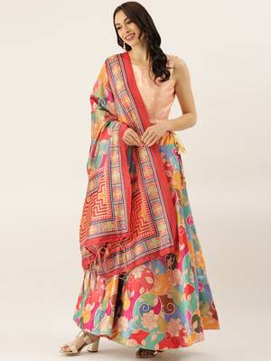 Multicolor printed silk semi stitched lehenga 2