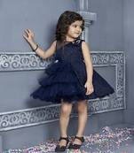 blue polyester kids frocks
