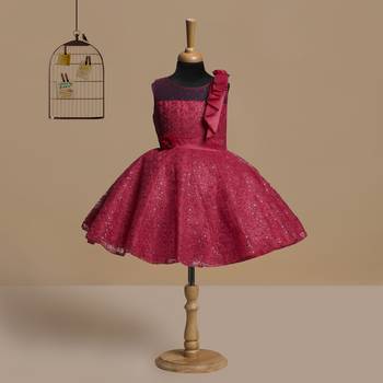 red satin kids frocks 1