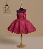 red satin kids frocks