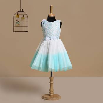green polyester kids frocks 1