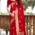 Red woven banarasi silk saree with blouse