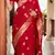 Red woven banarasi silk saree with blouse