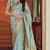   light cyan woven banarasi silk saree with blouse